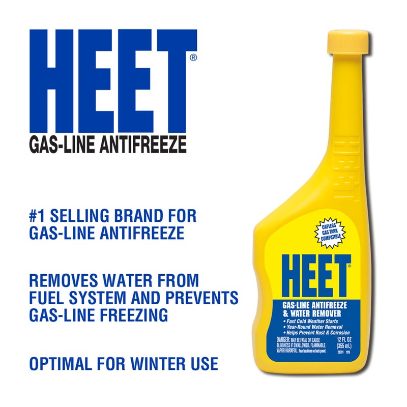 HEET Water Remover & Premium Gas Line Antifreeze, Removes Water from Fuel System, Prevents Gas-line Freezing, Winter Fuel Additive for Fast Cold Weather Starts, 12 fl. oz. - Image 2